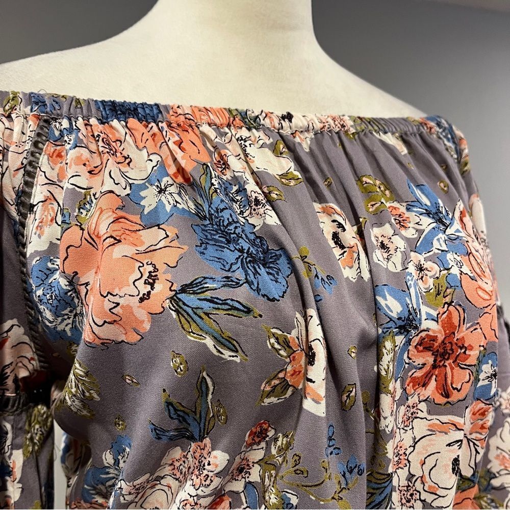 Angie long sleeve off-shoulder romper with a floral pattern‎ cottagecore - Picture 2 of 13